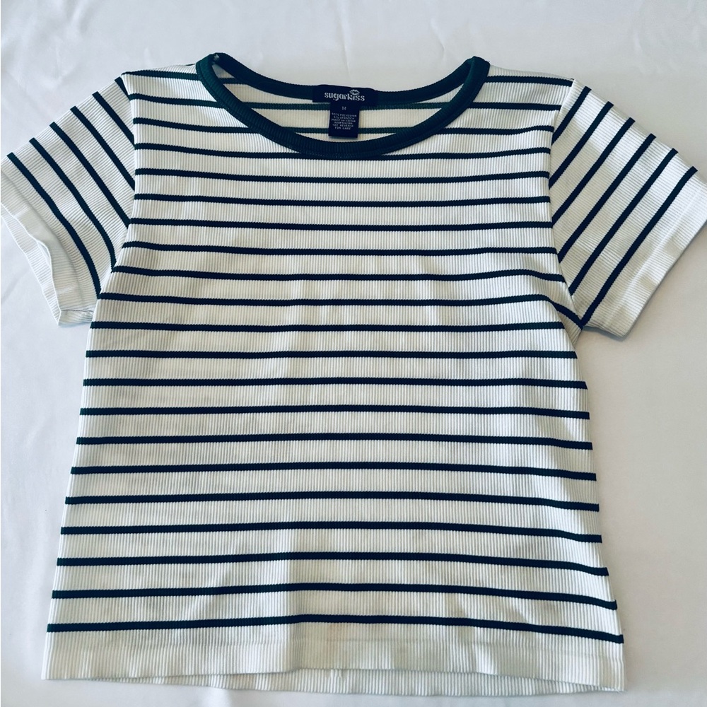 Women Striped Basic Cropped Knit Sweater
